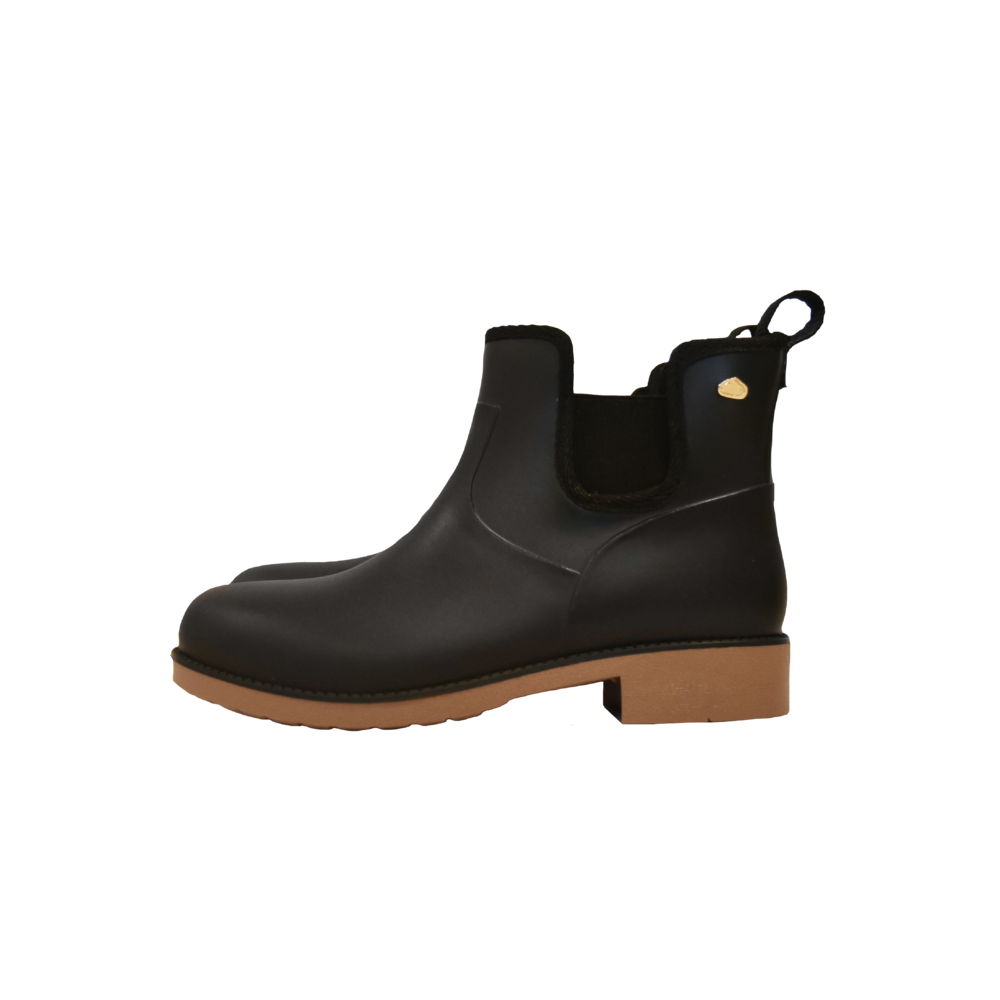 Durban Chelsea Black & Toffee Gumboot Silver Lining Gumboots Ladies